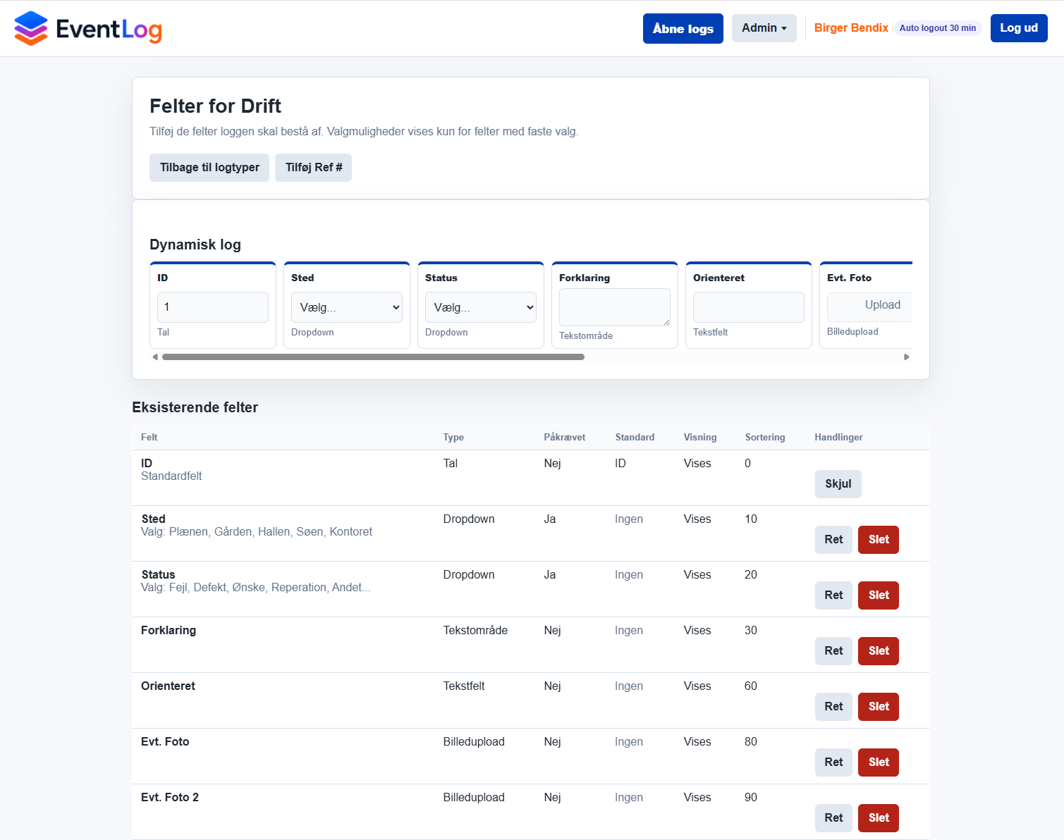 Eventlog dynamisk logbygger