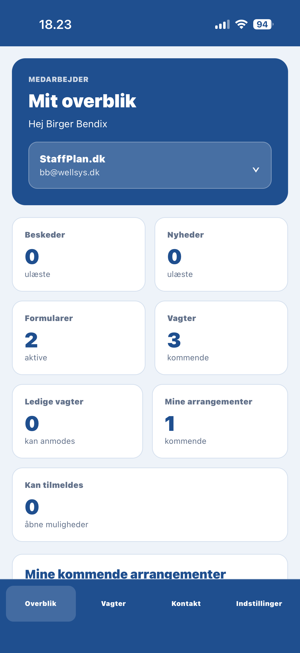 StaffPlan app overblik